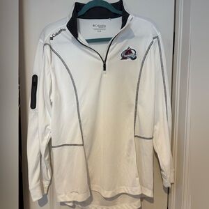 Women’s Columbia Golf White Quarter-Zip Pullover with Avs Logo. Size XL